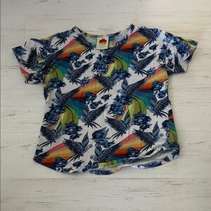 Farm Rio for Anthropologie size small T-Shirt with Bird and Rainbow Pattern